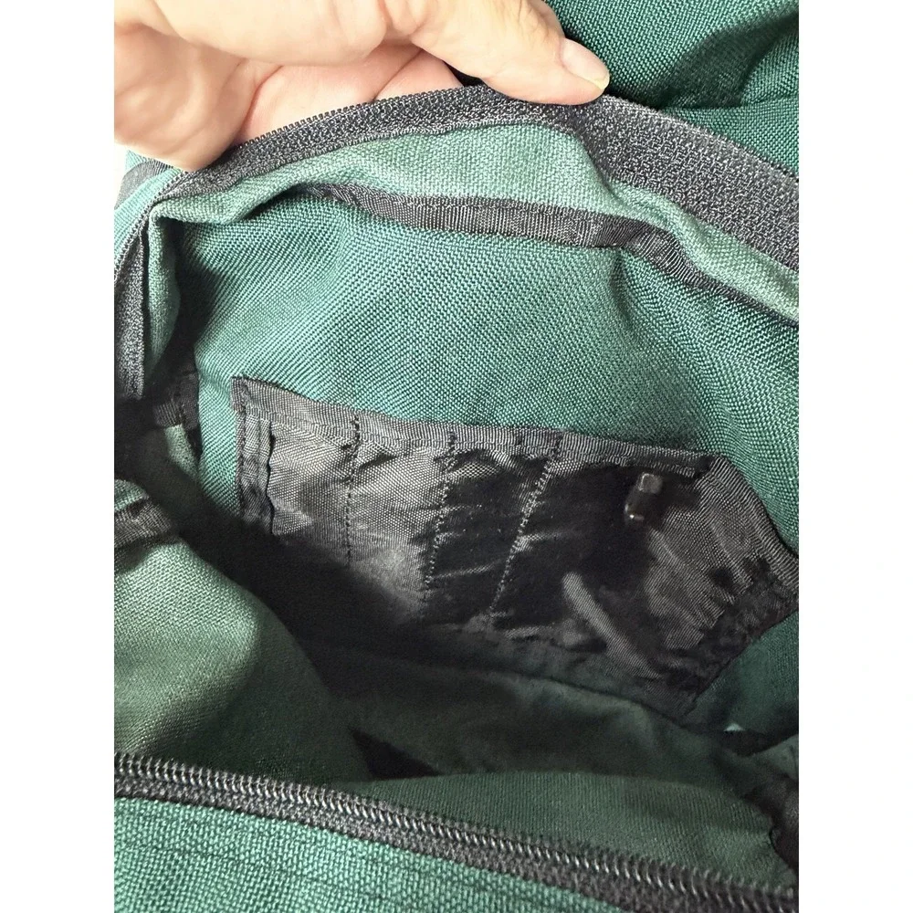 Vintage 90s NIKE Green/Brown LEATHER Base BACKPACK Athletic Outdoor Hike Gym Bag